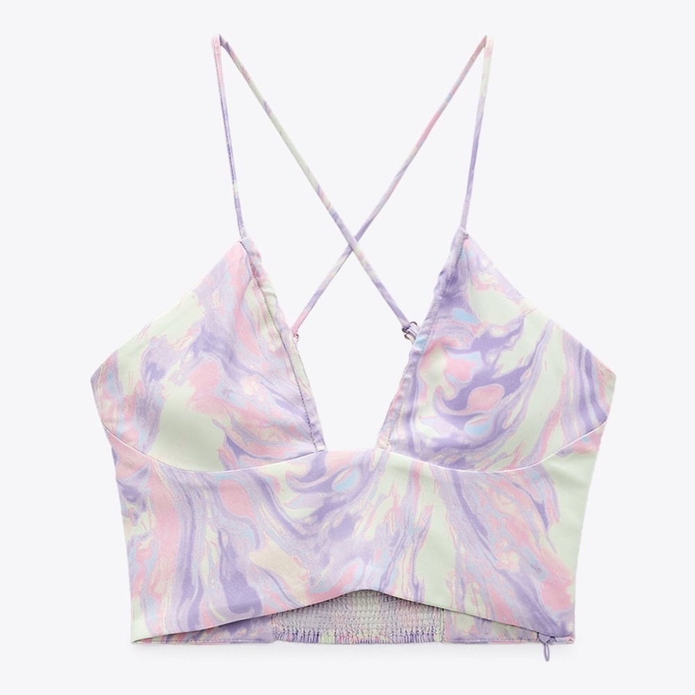 Zara tie dye satin effect top